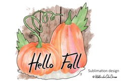 Hello Fall sublimation design. Pumpkin design PNG Product Image 2