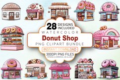 Watercolor Donut Shop Clipart Bundle Product Image 1