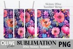 Flowers Watercolor 20oz Tumbler Wrap PNG Product Image 1