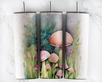 Watercolor Mushrooms Seamless Tumbler Wrap PNG Product Image 3