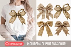 Watercolour Burlap Bow Clipart Product Image 1