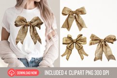 Watercolour Burlap Bow Clipart Product Image 1