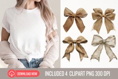 Watercolour Burlap Bow Clipart Product Image 1