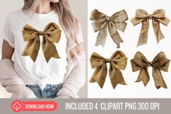 Watercolour Burlap Bow Clipart Product Image 1