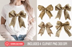 Watercolour Burlap Bow Clipart Product Image 1