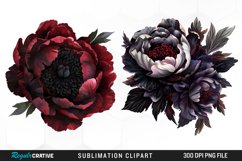 Watercolor Dark Peony Design Clipart Product Image 1