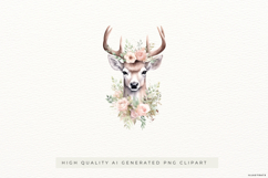 Rustic Deer with Pink Flowers PNG Clipart Product Image 1