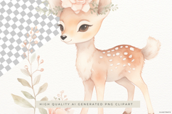 Baby Deer with Floral Crown PNG Clipart Product Image 2