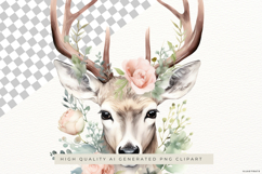 Deer with White and Pink Flowers PNG Clipart Product Image 2
