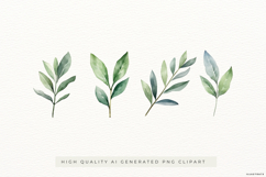 Watercolour Greenery Leaves PNG Clipart Set Product Image 1