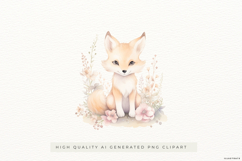 Woodland Fox with Flowers PNG Clipart Product Image 1