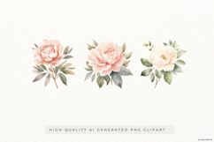 Watercolour Peony Flowers PNG Clipart Set Product Image 1