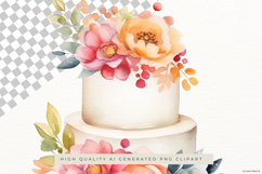 Rustic Wedding Cake with Flowers PNG Clipart Product Image 2