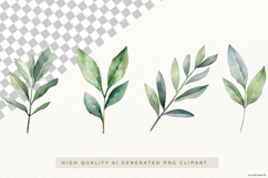 Watercolour Greenery Leaves PNG Clipart Set Product Image 2