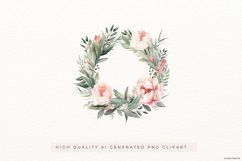 Rustic Floral Wreath with Pink Roses PNG Clipart Product Image 1