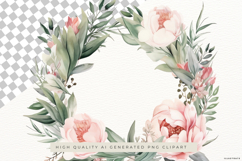 Rustic Floral Wreath with Pink Roses PNG Clipart Product Image 2