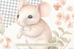Woodland Mouse with Flowers PNG Clipart Product Image 2