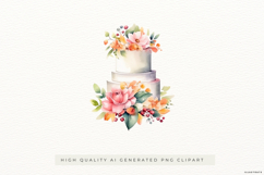Three Tier Wedding Cake with Flowers PNG Clipart Product Image 1