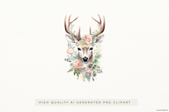 Deer with White and Pink Flowers PNG Clipart Product Image 1