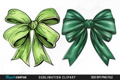 Watercolor Green Bow Design Clipart Product Image 1