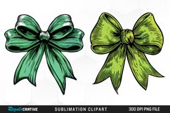 Watercolor Green Bow Illustration Clipart Product Image 1