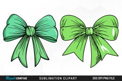 Watercolor Green Bow Illustration Clipart Product Image 1
