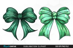 Watercolor Green Bow Illustration Clipart Product Image 1
