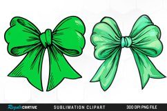Watercolor Green Bow Illustration Clipart Product Image 1