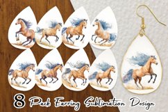 Watercolor Horse Earring teardrop sublimation design Product Image 1