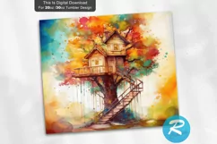 house printable,spring clipart,treehouse Tumbler,treehouse clip art,watercolor treehouse,spring trees,tree clipart,fairy house,tree house,watercolor trees,backyard Tumbler,forest Tumbler,fantasy watercolor,cute treehouse