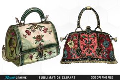Watercolor Pastel Vintage Handbag Set Clipart Product Image 1