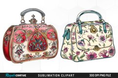 Watercolor Pastel Vintage Handbag Set Clipart Product Image 1
