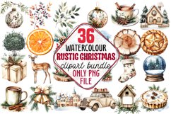 Watercolour Rustic Christmas Clipart Bundle PNG Product Image 1