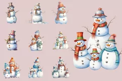 Snowman and Snowmen Families | Watercolor Clipart Product Image 2