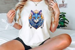 Watercolor Stained Glass Cosmic Cat Clipart Bundle Product Image 3