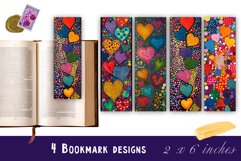 Watercolour Valentine Day heart Bookmarks Sublimation Product Image 1