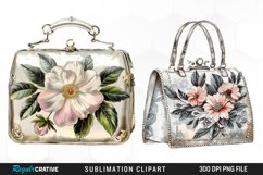 Watercolor Vintage Silver Handbag Art Clipart Product Image 1