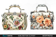 Watercolor Vintage Silver Handbag Clipart Product Image 1
