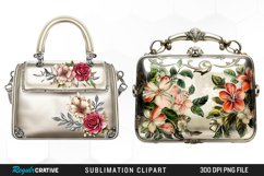 Watercolor Vintage Silver Handbag Clipart Product Image 1