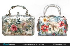 Watercolor Vintage Silver Handbag Clipart Product Image 1