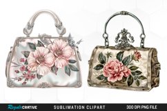 Watercolor Vintage Silver Handbag Art Clipart Product Image 1