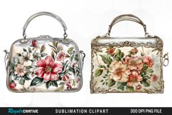 Watercolor Vintage Silver Handbag Art Clipart Product Image 1