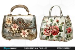 Watercolor Vintage Silver Handbag Clipart Product Image 1