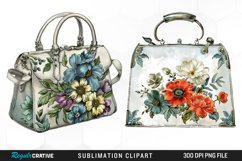 Watercolor Vintage Silver Handbag Art Clipart Product Image 1