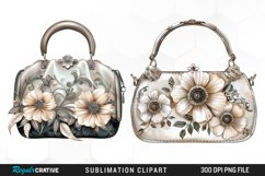 Watercolor Vintage Silver Handbag Clipart Product Image 1