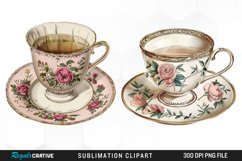 Watercolor Vintage Teacup Graphic Clipart Product Image 1