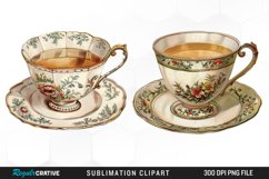 Watercolor Vintage Teacup Exquisite Clipart Product Image 1