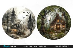 Watercolor Woodland Cottage PNG Set Clipart Product Image 1