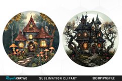 Watercolor Woodland Cottage PNG Set Clipart Product Image 1