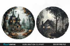 Watercolor Woodland Cottage PNG Set Clipart Product Image 1